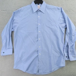 Brooks Brothers Shirt Men Large 16 Blue Striped Long Sleeve Button Up Makers USA - Picture 1 of 8