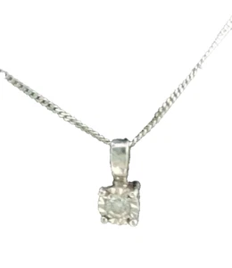 White Gold stamped TAD 375 Diamond (0.10ct) Necklace 16" (0.7)- 1.08g - checked - Picture 1 of 10
