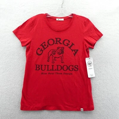 Georgia Bulldogs Shirt Womens Small Red Retro College Sports Tee '47 Brand NCAA - Image 1 of 4