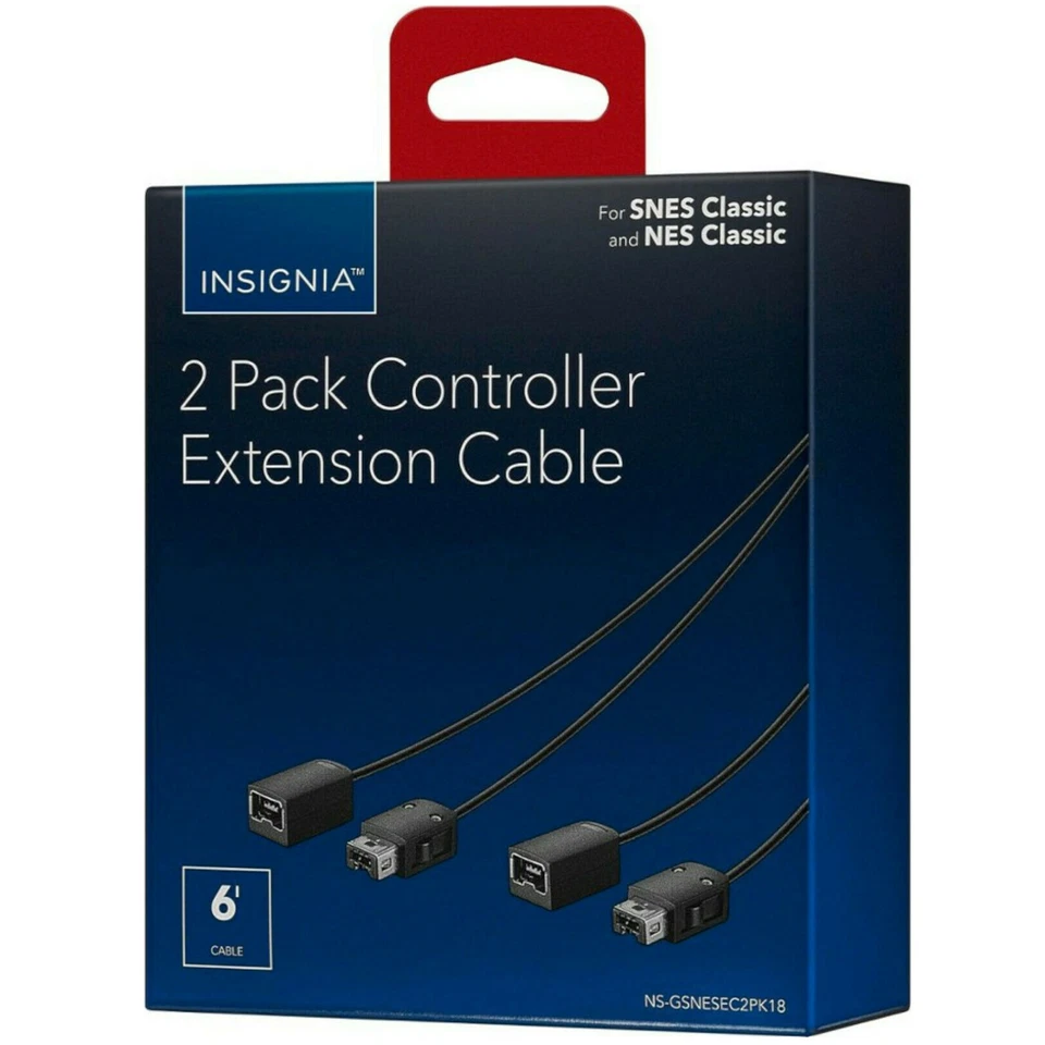 🔥New Insignia 2-Pack 6' Extension Cable Nintendo NES SNES Classic Controllers - Image 1 of 4