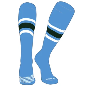 Striped OTC Baseball, Softball, Football Socks (B) Sky Blue, White, Forest Green - Picture 1 of 3