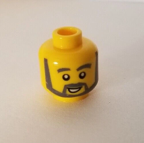 LEGO Minifigure Head With Gray Beard Mustache Eyebrows Smile Solider Dad Teacher - Image 1 of 1