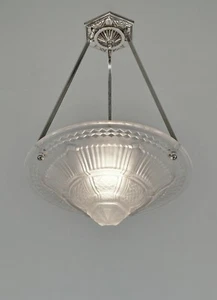 MULLER FRERES : FRENCH 1930 ART DECO CHANDELIER pendant lamp degué era France - Picture 1 of 9