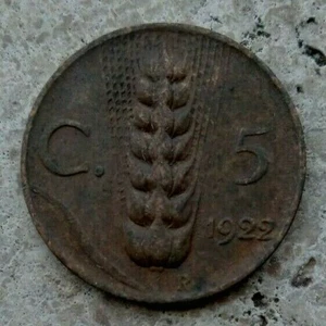 Bronz coin 5 C 1922 R Vittorio EmanveleIII D, ITALIA - Picture 1 of 2
