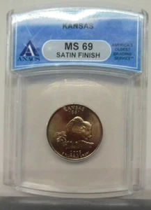 2005-D Kansas State Quarter - ANACS MS-69 Satin Finish **SUPER NICE COIN** - Picture 1 of 2