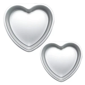 2 pcs Heart Shaped Cake Pan 6" 8" Aluminum Tin Valentine Birthday Wedding Mold - Picture 1 of 7