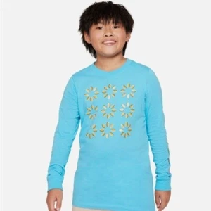 Nike Big Kids Sportswear Relaxed Fit Printed T-Shirt Baltic Blue L shirt - Picture 1 of 6