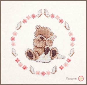 Vervaco Counted Cross Stitch Kit Popcorn Ringed In Flowers 6" x 6" - Picture 1 of 2