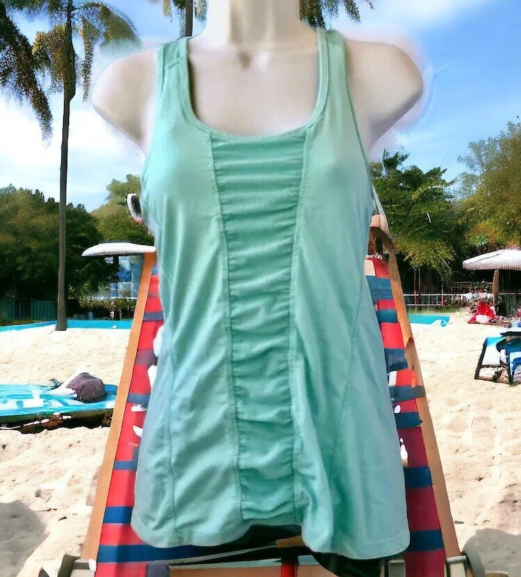 Kyodan Yoga Tank Top Cups Mesh & Ruching Turquoise Womens size Small - Image 1 of 4