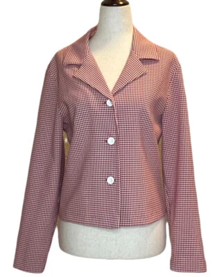 Jonathan Martin Juniors Size 9 Collared Unlined Boxy Blazer Vintage Red White - Image 1 of 4