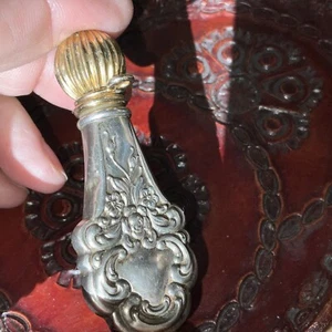 Sterling Silver Repousse Chatelaine Perfume Small Flask - Picture 1 of 8