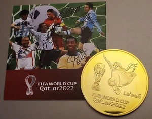 Qatar 2022 World Cup Gold Coin Soccer Ronaldo Autograph Pele Euro 2024 Germany - Picture 1 of 11
