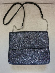Black Sparkly Handbag H&M Evening ,Silver Hardwear, Evening Excellent Condition - Picture 1 of 15