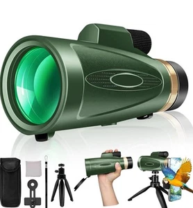 80x100 High Power Monocular Telescope with Smartphone Adapter Tripod - Picture 1 of 8