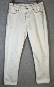 Pantalones de mezclilla rectos Buck Mason Ford Std blancos con botones gruesos 29 X 28 reales - Imagen 1 de 12