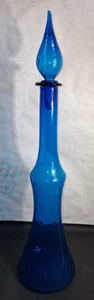 Vintage Hand Blown Empoli Cobalt Blue Genie Decanter Bottle Italian MCM Vase - Picture 1 of 8