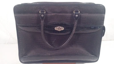 Maletín de cuero de cocodrilo sintético negro con correa para el hombro Foto 1 de 4