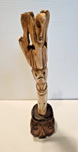 Vintage Tribal Bone Carving Totem Humans & Animals Figurine Folk Art - Picture 1 of 13