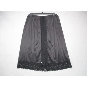 Perfectform Black Elegant Lace Trim Satin Vintage Slip Skirt Womens Size 2X - Picture 1 of 10