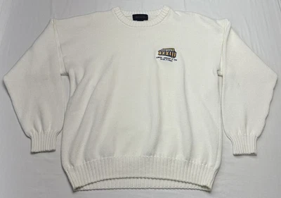 Suéter Blanco Tejido Cuello Redondo Vintage Antigua 1999 Super Bowl XXXII Talla XL Foto 1 de 4