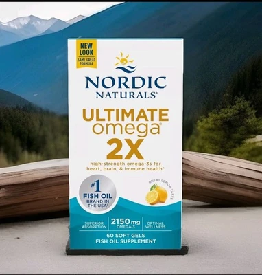 2 X Nordic Naturals Ultimate Omega Fish Oil 2X Lemon 2150 mg 60 Softgels 01/2027 - Image 1 of 4