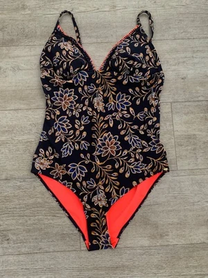 F&F WOMENS NAVY BLUE FLORAL SWIMMING COSTUME SIZE 12 EXCELLENT CONDITION - Image 1 of 4