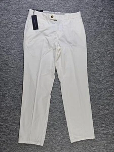 Tommy Hilfiger Madison Chino Pants Mens Size W32 L32 Straight Fit White Pleated - Imagen 1 de 16