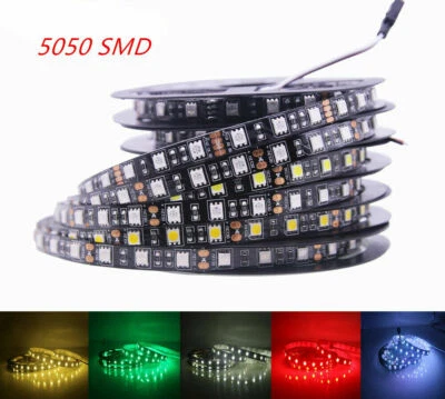 1/5m LED Strip light 5050 SMD Flexible Black PCB Tape Kitchen Cabinet Lamp DC12V - Image 1 of 4