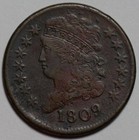 1809 Classic Head Half Cent - Rotated Die - Us 1/2c Copper Penny Coin - L44