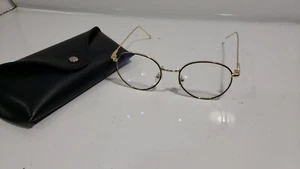 Women's Full Rim Gold Metal Round Eyeglasses Frame With Case - Picture 1 of 9