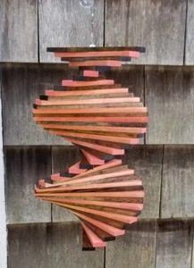 stained wood wooden floatin twister spinner patio porch yard spiral Coral walnut - Picture 1 of 6