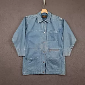 Vintage EDDIE BAUER Jacket Womens M Medium Denim Field Barn Coat Ranch Chore 90s - Picture 1 of 10