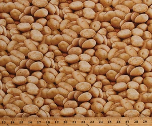 Cotton Potatoes Potato Harvest Vegetables Food Festival Fabric Print BTY D778.56 - Picture 1 of 1