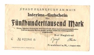 1923 Germania Repubblica di Weimar banconota 500.000 Francoforte - Foto 1 di 1