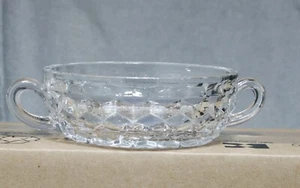 Crystal Glass Serving Bowl Handles Sunburst base Cubes edge - Picture 1 of 7