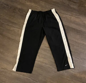 Nike Track Pants Youth Large Black White Elastic Waist Drawstring 23" Inseam - Picture 1 of 5