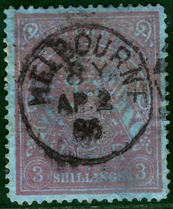 Australia VICTORIA Postal Fiscal SG259 3s (1884) Used 1886 CDS Cat £85+ CBLUE128 - Picture 1 of 6