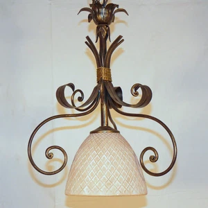 LAMPADA SOSPENSIONE LAMPADARIO LED ART.750 FERRO METALLO VETRO CRISTALLO LIBERTY - Foto 1 di 2
