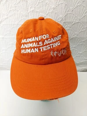 Sombrero naranja con cierre a presión Human for Animals Against Human Testing logotipo TRUTH  Foto 1 de 4