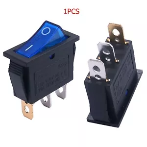 Rocker Switch 3 Pin 2 Position ON/OFF AC 20A/125V Blue LED Boat Toggle - Picture 1 of 7