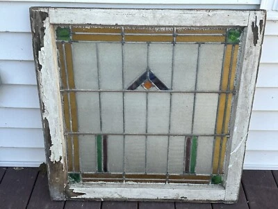 ANTIQUE STAINED GLASS WINDOW BEVELED/ETCHED C. 1930s COAL MINE PA - Image 1 of 4