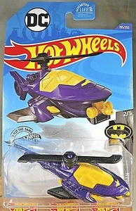 2020 Hot Wheels #195 Batman 2/5 BATCOPTER Purple-Yellow Black Base w/Black Prop - Picture 1 of 5