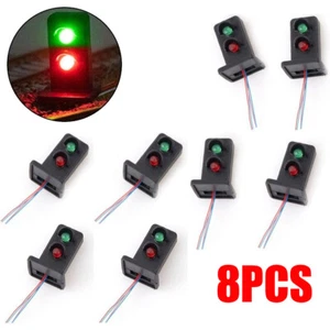 8PC HO/OO Scale Model Signals 2 Lights Train Railroad LED signal Lamp Green/Red- - Picture 1 of 8