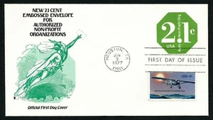 USA, SCOTT # U578 & 1710, COMBO FLEETWOOD FDC COVER NON-PROFIT, SOLO FLIGHT 1977 - Picture 1 of 2