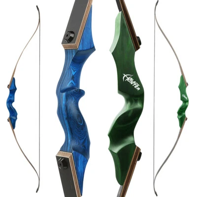 60" Takedown Recurve Bow 20-60lbs Archery Wooden Riser Limbs Bow Hunting Target - Image 1 of 4