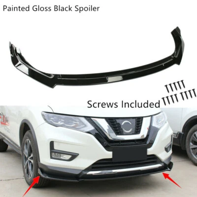 Alerón de parachoques delantero divisor de labio inferior negro para Nissan Rogue 2017-2020 Foto 1 de 4