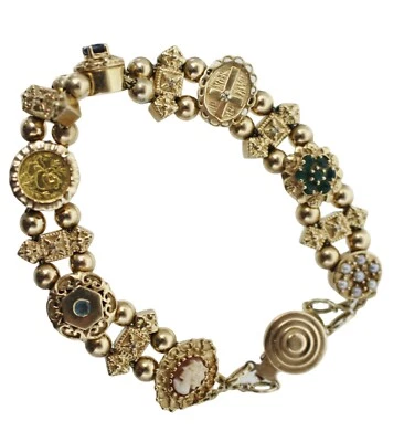 Pulsera Richard Klein KLJCI Oro 14k Piedras Preciosas Dije Deslizable 10k Firmado 33g Foto 1 de 4