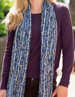 Spechtschal Damen Vögel Spechte blau leichter Halstuch Damen Schal