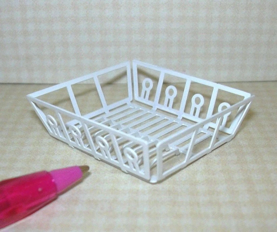 Miniature Farrow White Metal Dish Drainer for DOLLHOUSE Kitchen 1:12 Scale