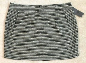 Mossimo Black White Lime Green Silver Metallic Striped Tweed Skirt Sz 18 Career  - Picture 1 of 7